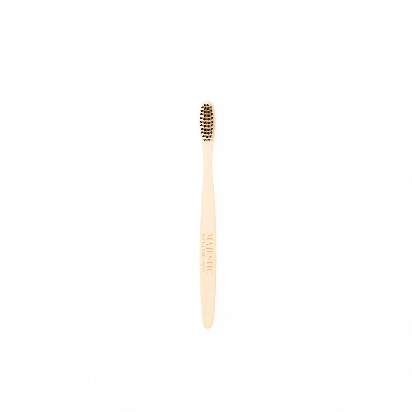 The toothbrush is made of natural material bamboo. Fine bamboo charcoal bristles absorb dental stains and fresh breath.